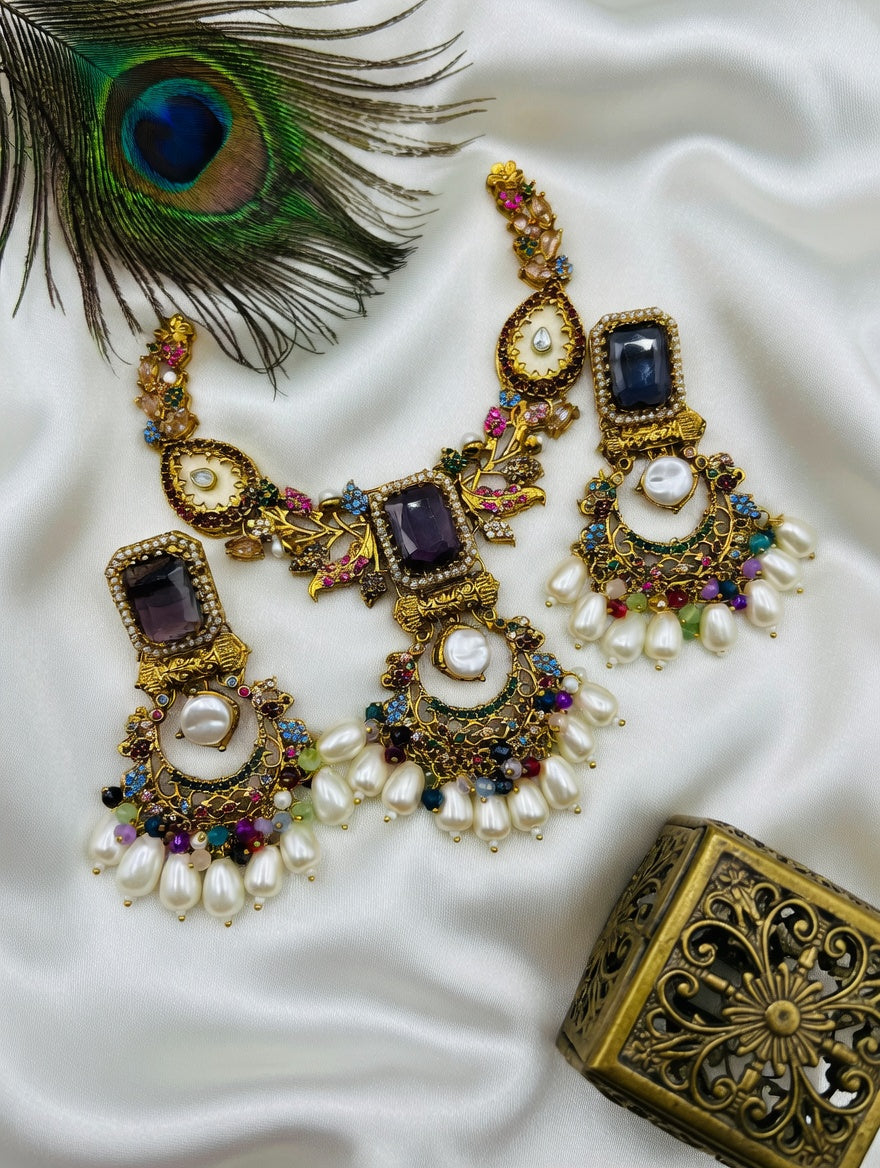 Kundan Pearl Chandbali Earrings
