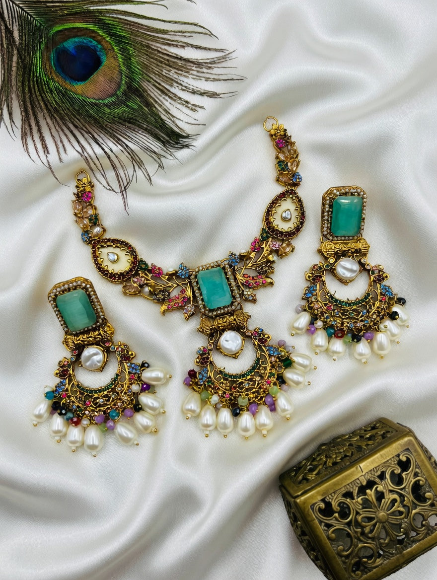 Kundan Pearl Chandbali Earrings