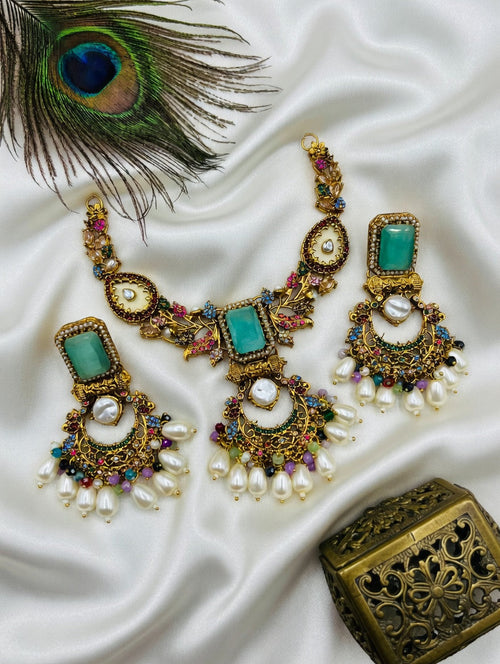 Kundan Pearl Chandbali Earrings