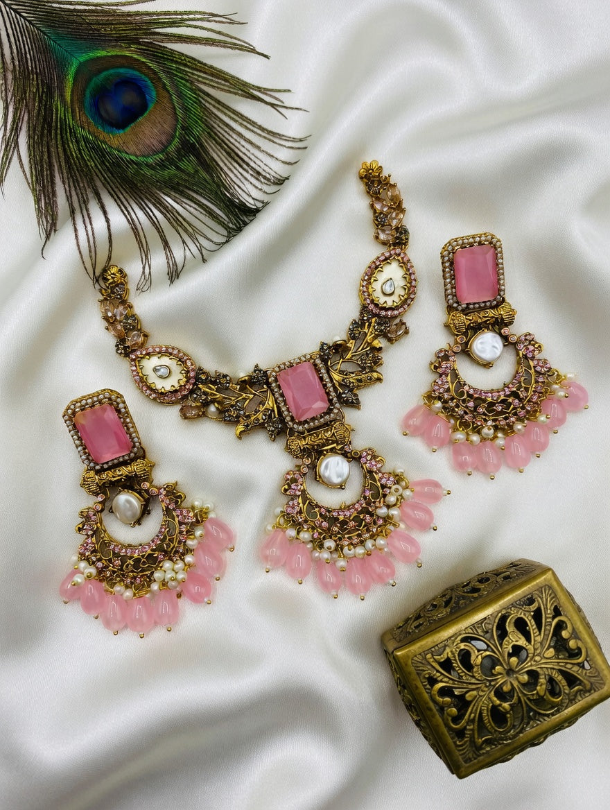 Kundan Pearl Chandbali Earrings
