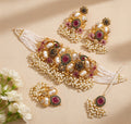 Pearl & Ruby Heavy Bridal Choker Set